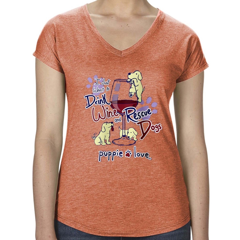 Puppie Love Rescue Dog WINE PUP Tee/T-Shirt NWT